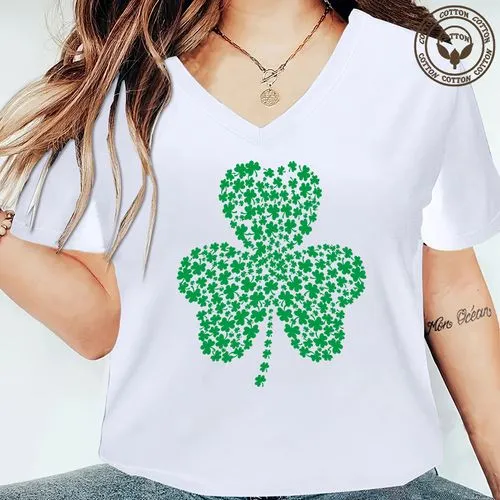 Women's Shamrock Print Short Sleeve T-Shirt