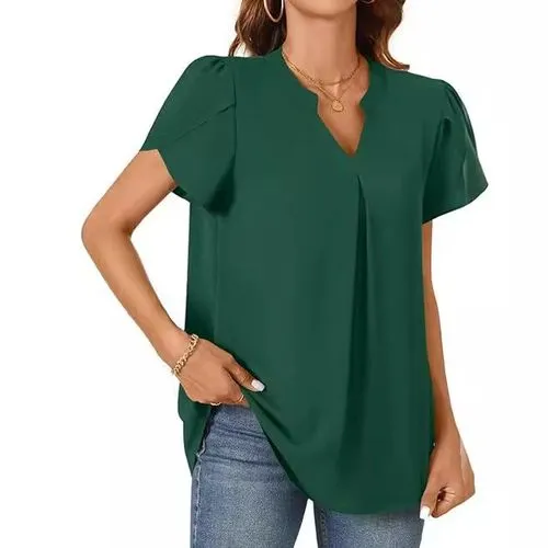 Women's Solid Color Short Sleeve T-Shirts - Elegant