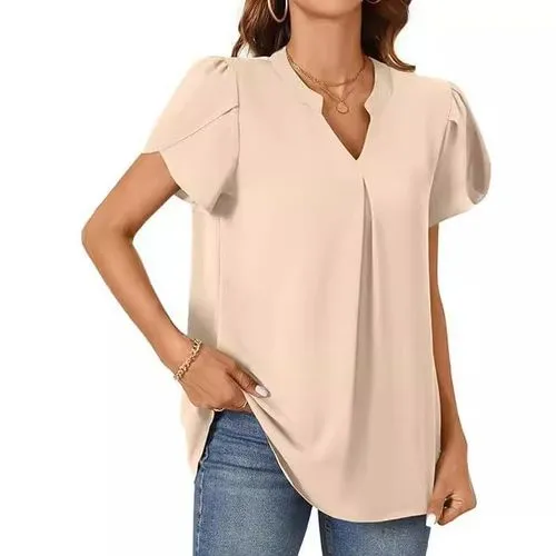 Women's Solid Color Short Sleeve T-Shirts - Elegant