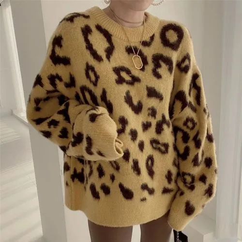 Women's Sweater Leopard Long Sleeve Cardigan Fashion