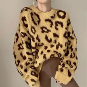 Women's Sweater Leopard Long Sleeve Cardigan Fashion