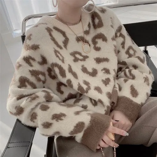 Women's Sweater Leopard Long Sleeve Cardigan Fashion