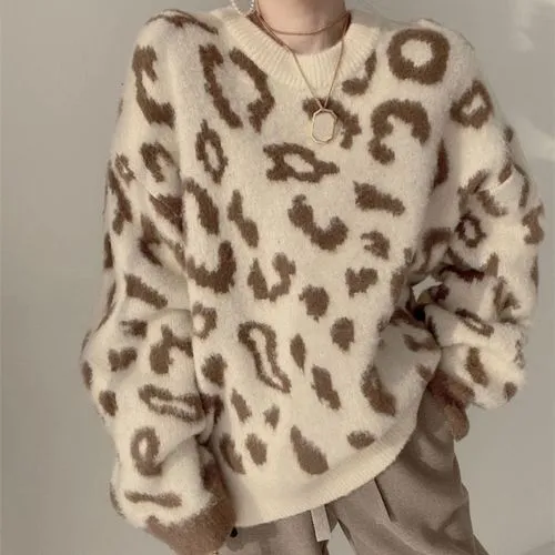 Women's Sweater Leopard Long Sleeve Cardigan Fashion