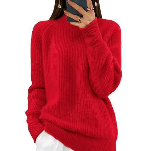 Women's Sweater - Long Sleeve Sweaters & Cardigans - Rib-Knit - Casual - Solid Color