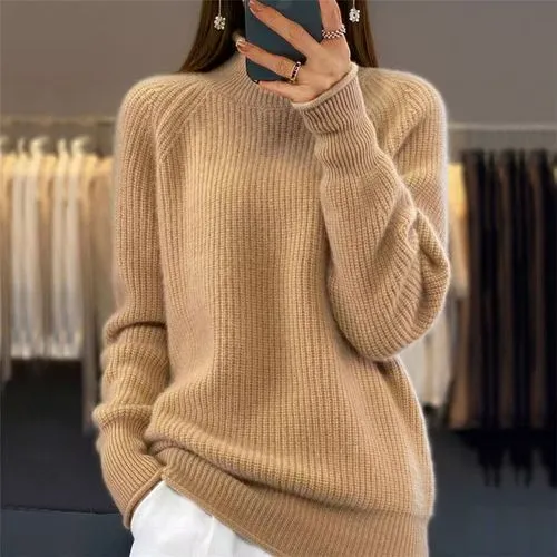 Women's Sweater - Long Sleeve Sweaters & Cardigans - Rib-Knit - Casual - Solid Color