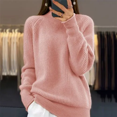 Women's Sweater - Long Sleeve Sweaters & Cardigans - Rib-Knit - Casual - Solid Color