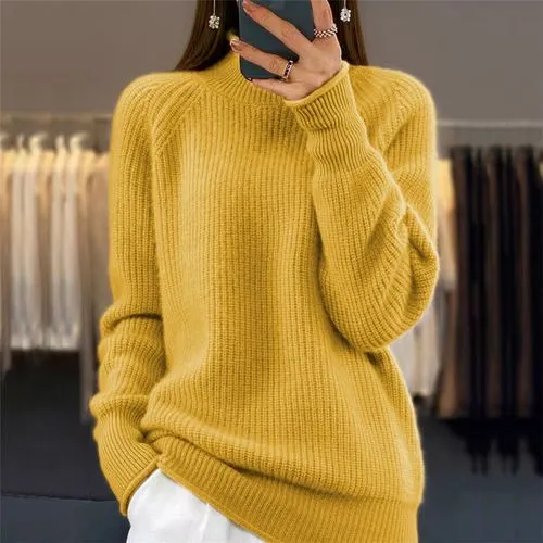 Women's Sweater - Long Sleeve Sweaters & Cardigans - Rib-Knit - Casual - Solid Color