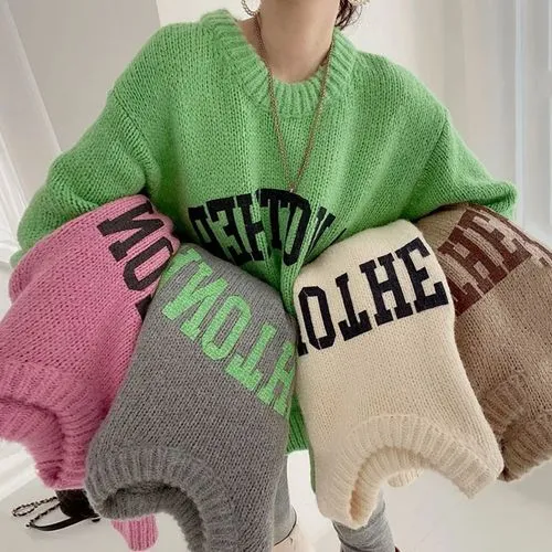 Women's Sweater Long Sleeve Sweaters and Cardigans Fashion Letter