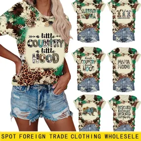 Women's Tropical Letter Print Short Sleeve T-shirts