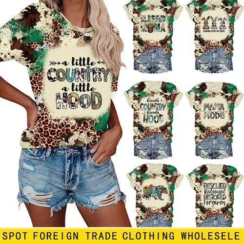 Women's Tropical Letter Print Short Sleeve T-shirts