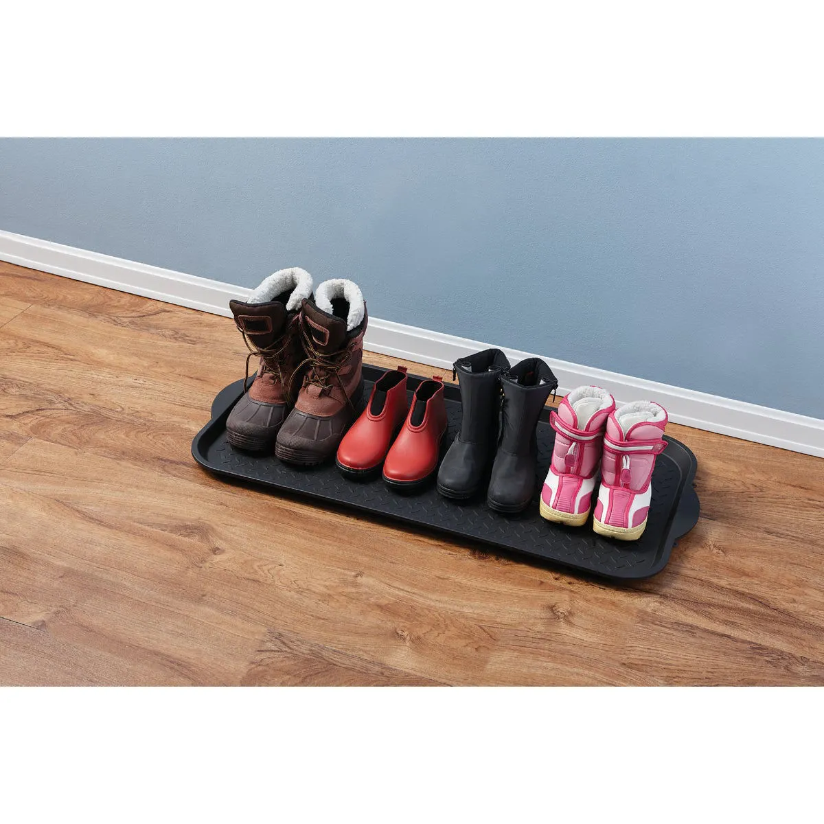 XL 18.9 In. x 39.3 In. Black Recycled Plastic Boot Tray - Unbranded