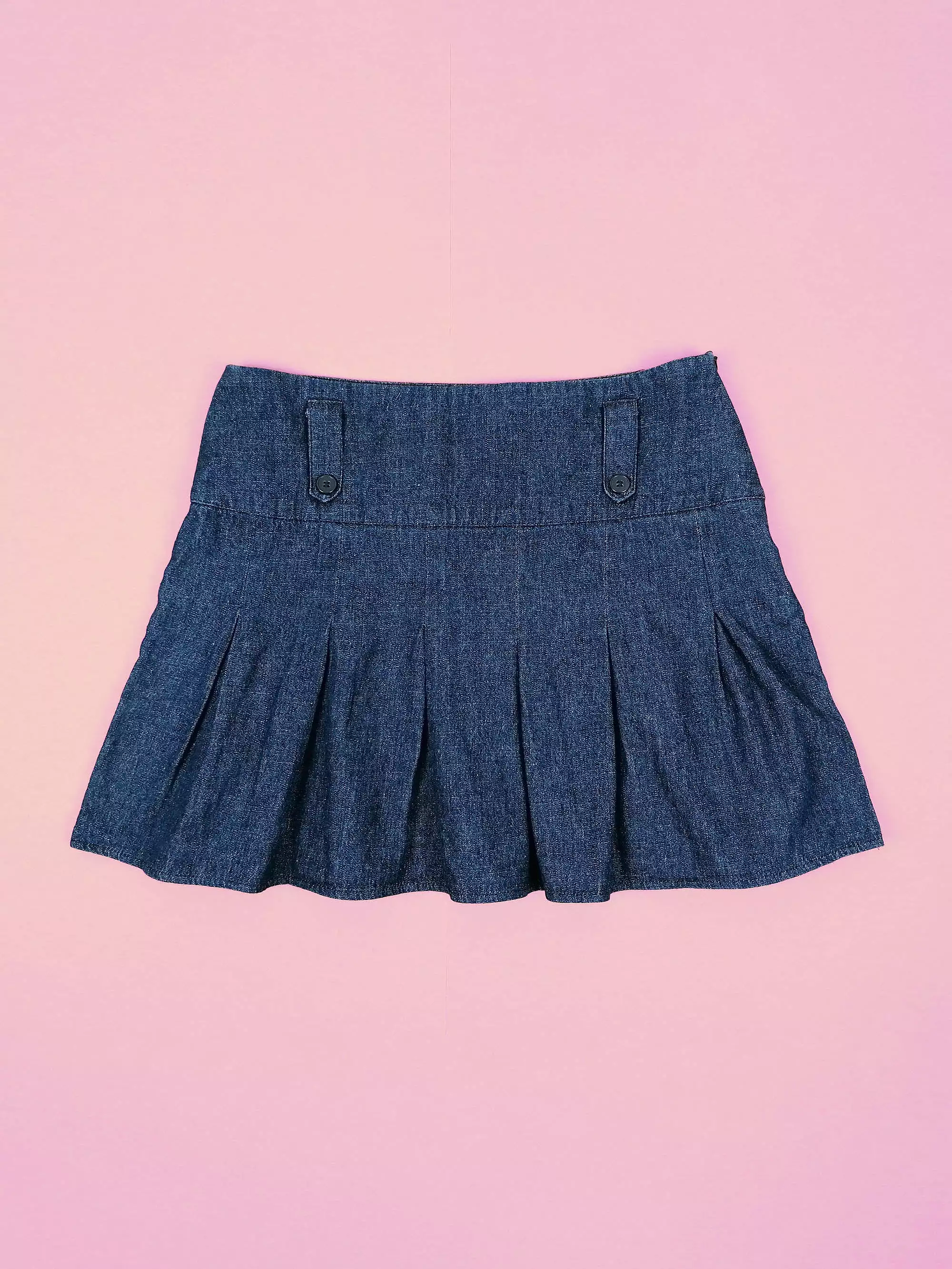 Y2K Pleated Denim Mini Skirt - Size Medium