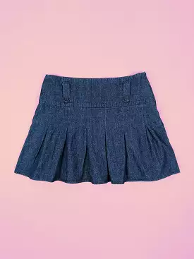 Y2K Pleated Denim Mini Skirt - Size Medium