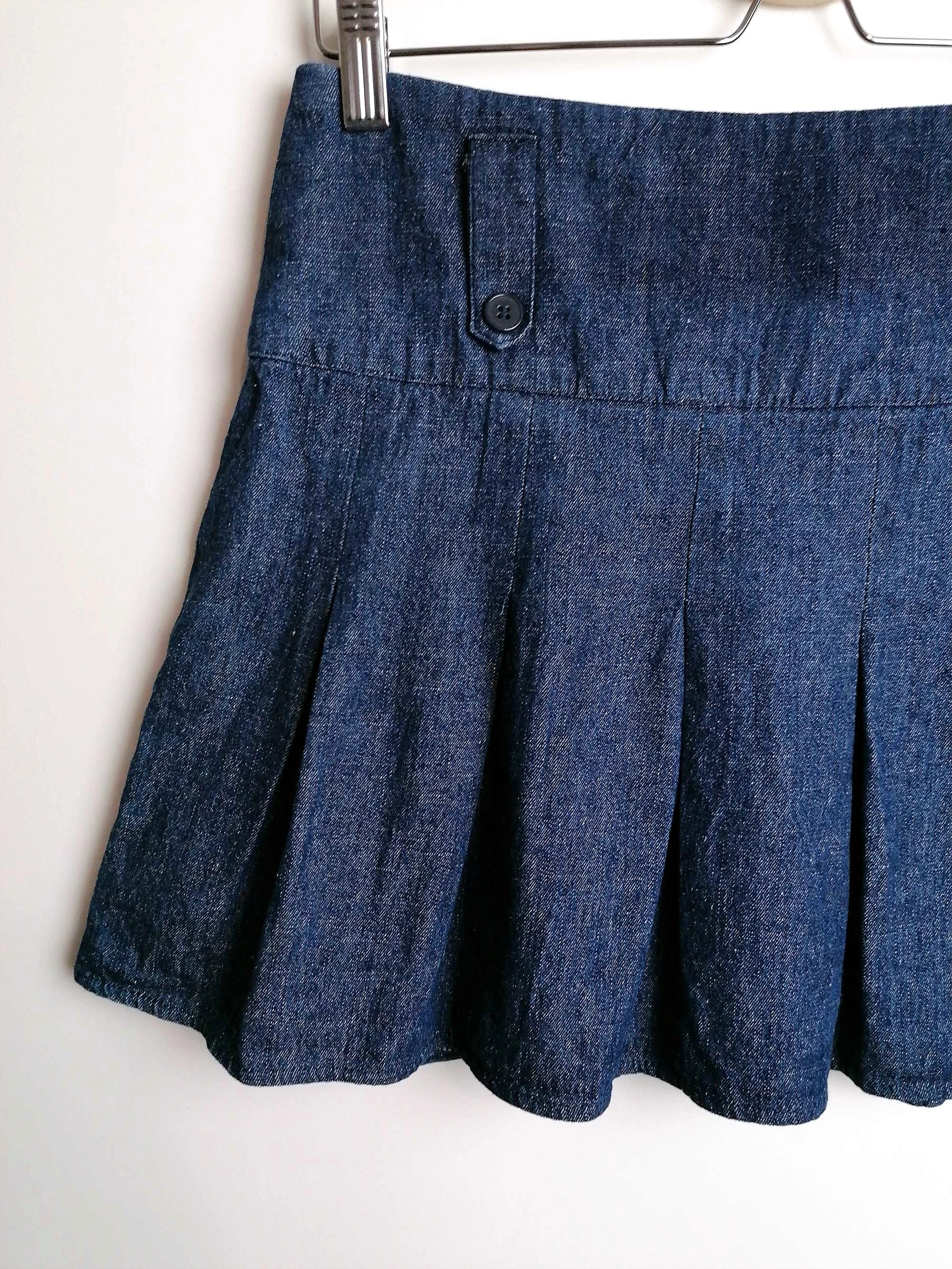 Y2K Pleated Denim Mini Skirt - Size Medium